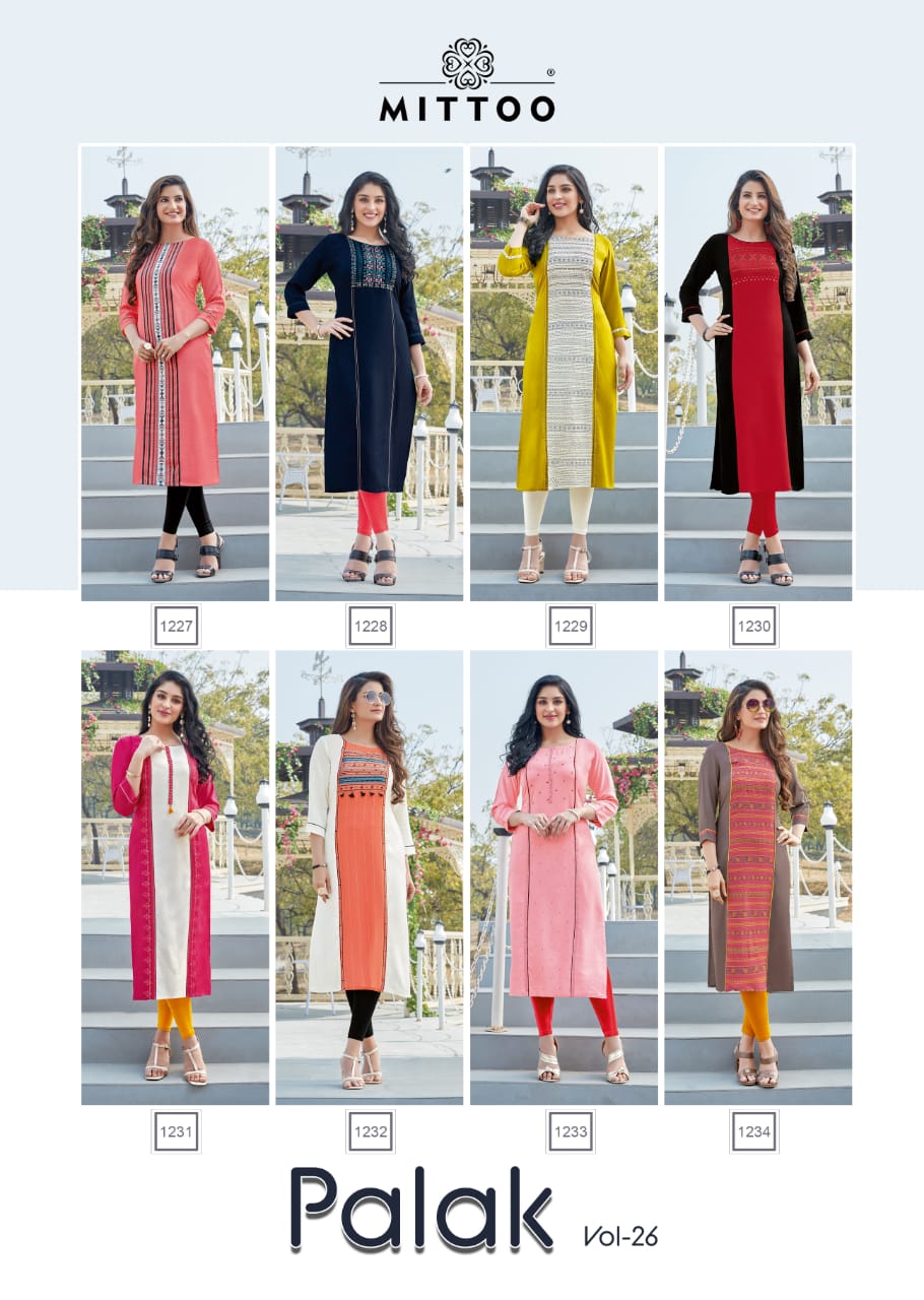 Mittoo Palak 26 Latest Fancy Designer Casual Wear Rayon Printed  Long Kurti Collection

